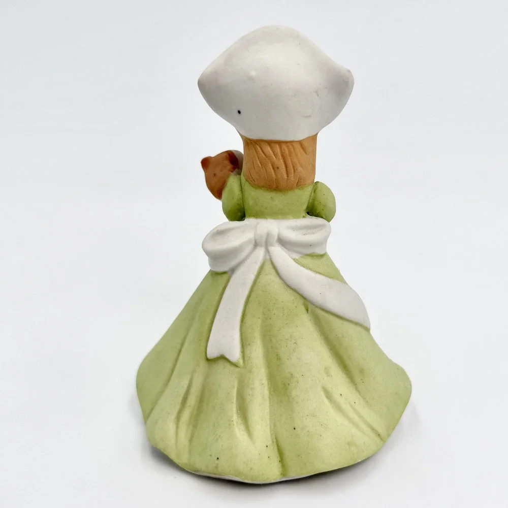 Vintage Japan Porcelain Nurse Figurine Green Dress Holding Teddy Bear Bisque - Picture 3 of 7